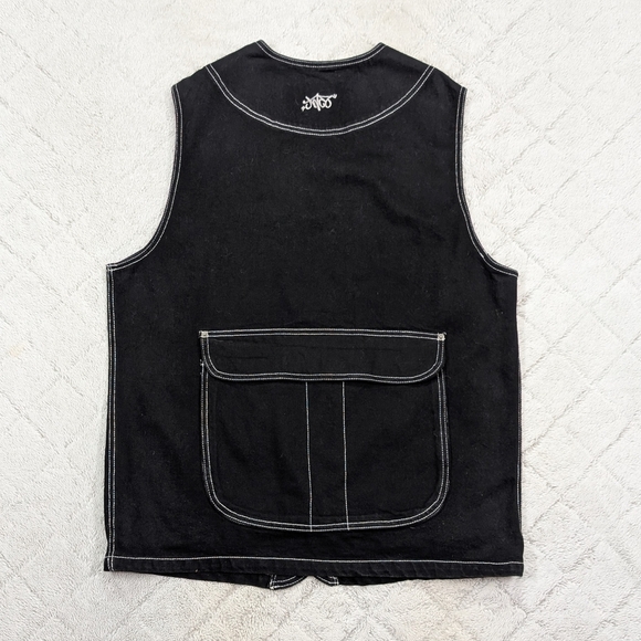 Vintage JNCO Vest Jacket Mens M Black Denim Streetwear Skater Baggy 90s Utility - Picture 8 of 9